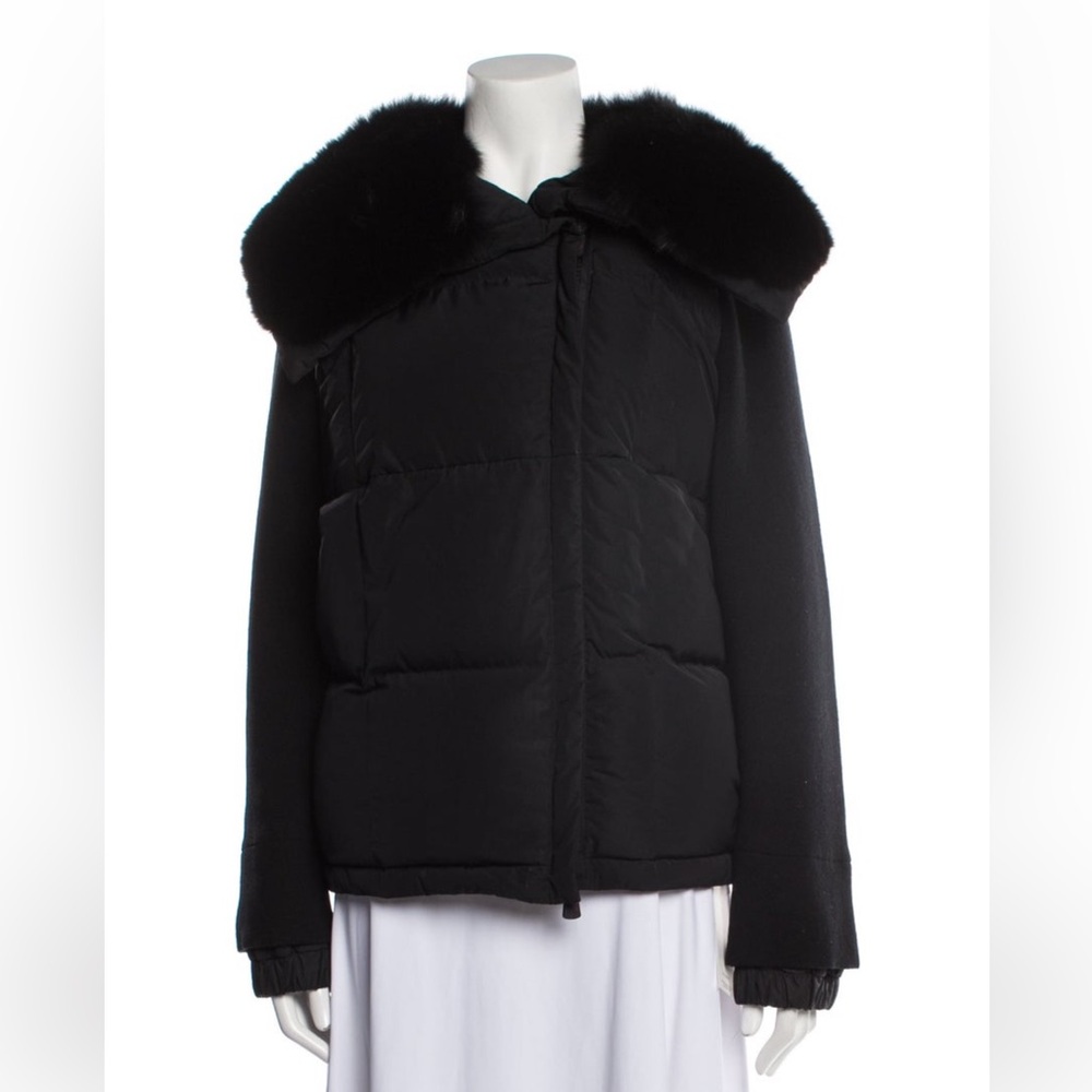 Moncler Grenoble Black Fur Maglione Hybrid Jacket